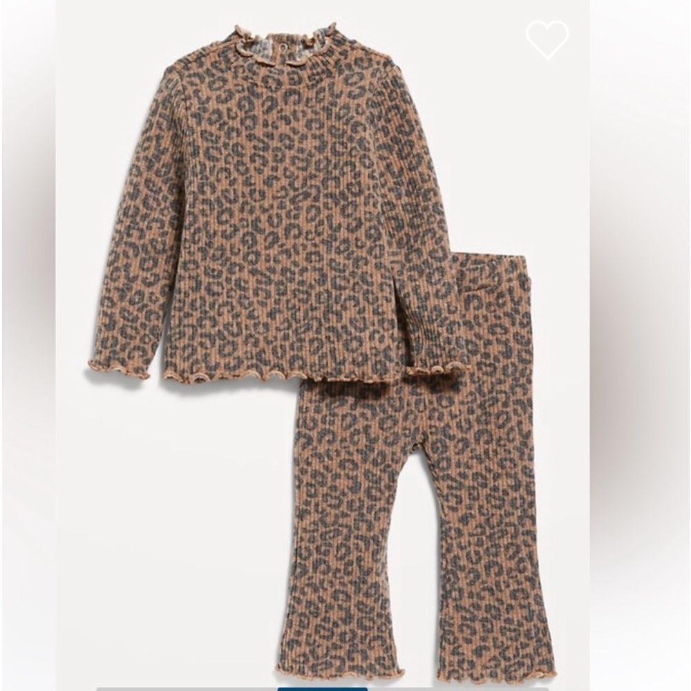 Old Navy Printed Cozy-Knit Mock-Neck Top and Flare Pants Set